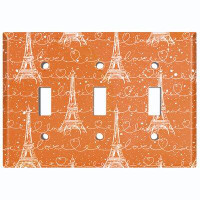 WorldAcc Metal Light Switch Plate Outlet Cover (Paris Eiffel Tower Orange Cloud Love   - Single Toggle)