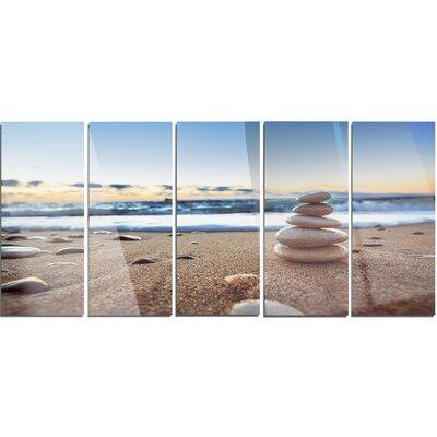 Design Art 'Stones Balance on Sandy Beach' Photograph Multi-Piece Image on Metal in Painting & Paint Supplies