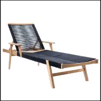 Latitude Run® Patio Sunlounger, Sunbed for Backyard Poolside Porch Balcony Lawn, Acacia Wood and Rope