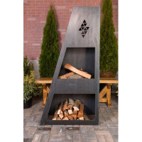 Wrought Studio Falmer Steel Wood Burning Outdoor Fireplace