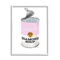 Stupell Industries Fashion Condensed Soup Can Pink Pop Shimmer Pattern White Framed Giclee Texturized Art By Amanda Gree