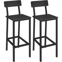Rubbermaid Set Of 2 Bar Stools With Backrest, 25.6" Tall Counter Bar Stools, Kitchen Bar Stools With Footrest, For Dinin