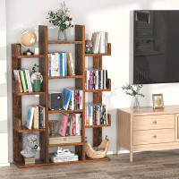 Millwood Pines Millwood Pines Bookshelf, Tree-Shaped Bookcase Storage Shelf With 13 Compartments, Books Organizer Displa