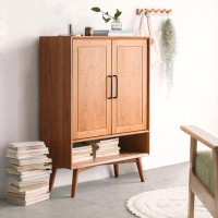 Eden Rim 31.5"Burlywood Solid Wood Shoe Storage Cabinet