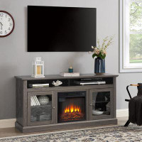 Red Barrel Studio Contemporary TV Media Stand Modern Entertainment Console with 18" Fireplace Insert for TV Up to 65"