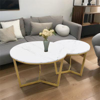 Mercer41 Modern Round Nesting 2-piece Coffee Table With Marbling Top