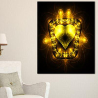 Made in Canada - Design Art Bright Yellow in Black Fractal Flower Graphic Art on Wrapped Canvas
