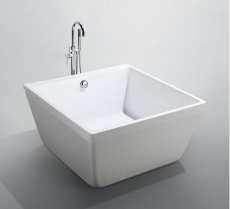 Bologna 47x47 in Square Acrylic FreeStanding Deep Soaking, Seamless Joint Bathtub in High Gloss White Centre Drain  BHC in Cabinets & Countertops - Image 4