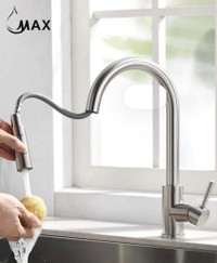 Pull-Out Kitchen Faucet Single Handle 16.5 Brushed Nickel Finish
