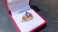 #221 - Marquise Amethyst Custom 10k Ring, Size 7, ON SALE NOW!