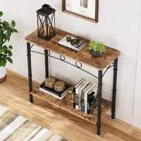 babevy Console Table, Retro Sofa Table With Storage