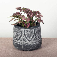 Williston Forge White And Black Patterned Pot Planter
