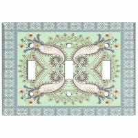 WorldAcc Metal Light Switch Plate Outlet Cover (Green Teal Paisley Bandana Tile   - Single Toggle)