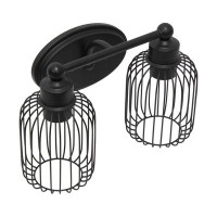 Longshore Tides 14 In. Ironhouse Two Light Industrial Decorative Cage Vanity Uplight Downlight Wall Mounted Fixture