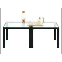 MR Coffee Table Set of 2, Square Modern Table with Tempered Glass Finish for Living Room