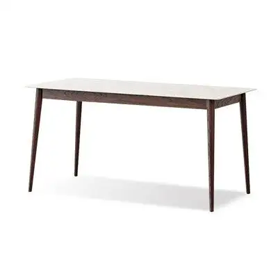 Corrigan Studio 55.12" Nut-brown Rectangular Rock Beam + Solid Wood Dining Table