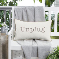 Gracie Oaks Keyiona Indoor/Outdoor Lumbar Embroidered Pillow Unplug Sunbrella® No Pattern And Not Solid Colour Pillow