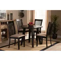 Red Barrel Studio Lefancy Sand Fabric Upholstered and Dark Brown Finished Wood 5-Piece Dining Set