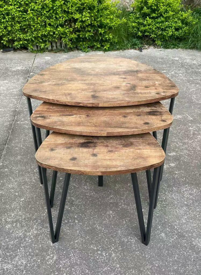 NEW RUSTIC 3 PCS NESTING COFFEE & SIDE TABLE SET LCT2101 in Coffee Tables in Regina - Image 3