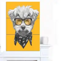 Design Art 'Maltese Poodle with Sunglasses' 3 Piece Wall Art on Wrapped Canvas Set