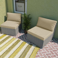 Ebern Designs 2 Piece Outdoor Conversation Set With Armless Sofas