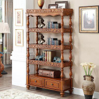 HIGH CHESS All solid wood bookcase carved storage rack