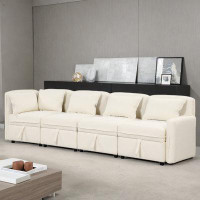 Hokku Designs Jennevie 122.8'' Chenille Convertible Modular Minimalist Sofa Sectional