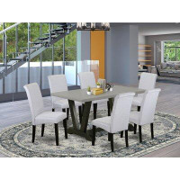 Winston Porter Aimaan 7-Pc Dinette Room Set - 6 Kitchen Parson Chairs And 1 Modern Rectangular Cement Kitchen Table With