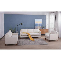 ArtdecoHome Artdeco Home Sedona Ivory Faux Linen 3-seater Sofa, Loveseat, And Armchair Set