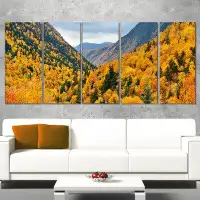 Made in Canada - Design Art Yellow Autumn Foliage over Hills 5 Piece Photographic Print on Wrapped Canvas Set