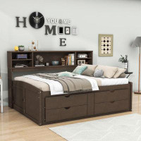 Wildon Home® Nagaji Wood Daybed with Twin Size Trundle and Shelves