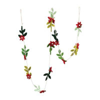 The Holiday Aisle® Wool Felt Poinsettia & Leaf Garland, Red & Green