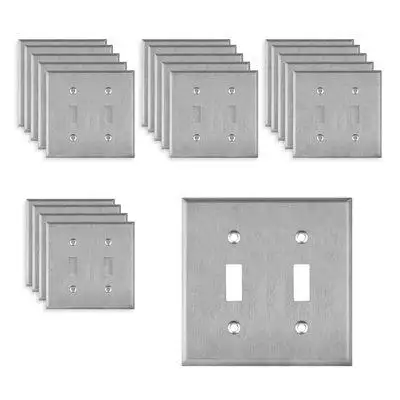 Enerlites 2 - Gang Toggle Light Switch Standard Wall Plate