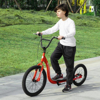 YOUTH SCOOTER ADJUSTABLE HEIGHT, FRONT REAR DUAL BRAKES, INFLATABLE WHEELS 20-INCH 16-INCH, FOR 10+ YEARS