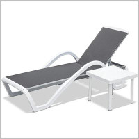 Latitude Run® Modern Adjustable Aluminum Pool Lounge Chairs With Arm And Plastic Table
