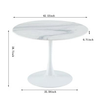 Ivy Bronx 42.1"WHITE Tulip Table Mid-Century Dining Table For 4-6 People With Round Mdf Table Top
