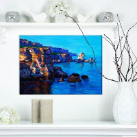 Made in Canada - East Urban Home Blue Sunset over Ocean View - Wrapped Canvas Print
