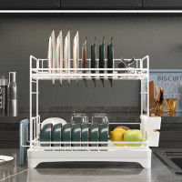 Prep & Savour 2 Tier Dish Drying Rack For Small Space Kitchen Counter Or Sink Side