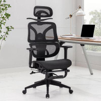 Inbox Zero Inbox Zero Swivel Ergonomic High Back Mesh Office Chair With Retractable Footrest, Adjustable Backrest, Tilt