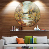 Made in Canada - Design Art 'Brown River in Forest' Oil Painting Print on Metal