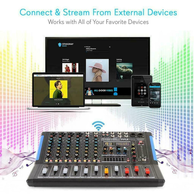 PYLE PMXU88BT 8-Ch. Bluetooth Studio Mixer - DJ Controller Audio Mixing in Pro Audio & Recording Equipment - Image 4