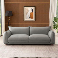 Hokku Designs Emma Mid Century Modern Luxury Sofa Cognac Leather