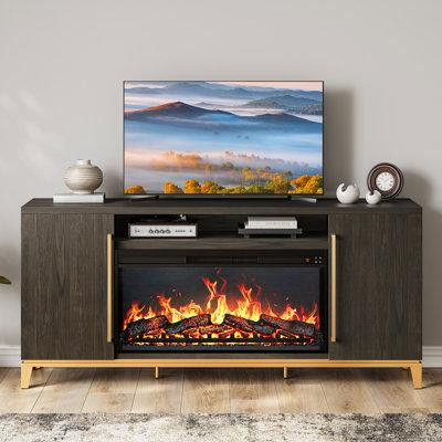 Latitude Run® Reynoldsville 67.8'' W Storage Credenza with Electric Fireplace Included in TV Tables & Entertainment Units