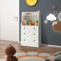 Ebern Designs Ebern Designs 3-drawer Dresser 44'' Tall Wood Storage Organizer Chest W/ 2 Open Shelves White