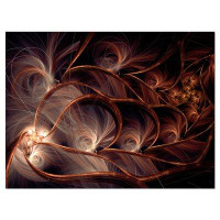 Made in Canada - Design Art Glittering Brown Fractal Flower on Black Graphic Art on Wrapped Canvas