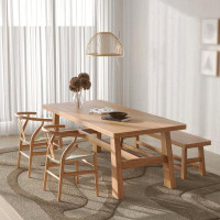 POWER HUT Japanese Solid Wood Dining Table And Chair Combination Of Small Household Log Surprise Silent Wind