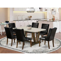 Winston Porter Winston Porter EF4F2832EDA742409BFD335634FFA87E 7-Pc Dining Set - 6 Black Parson Dining Chairs And Dining