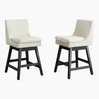 Red Barrel Studio Upholstered Swivel Bar Stools Modern Linen Fabric High Back Counter Stools With Ergonomic Design And W