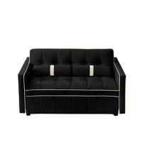 Latitude Run® Modern 55.5" Pull Out Sleep Sofa Bed 2 Seater Loveseats Sofa Couch With Side Pockets