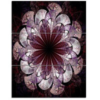Design Art Soft Pink Digital Art Fractal Flower - 3 Piece Graphic Art on Wrapped Canvas Set